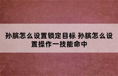 孙膑怎么设置锁定目标 孙膑怎么设置操作一技能命中